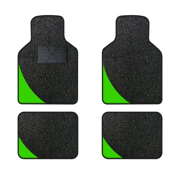 Leadwolf Car Floor Mats universal Full Coverage Auto Floor Mats All Weather Luxury Floor Liners Quality Car Mats Protector Car Carpet Black and Green 4PCS