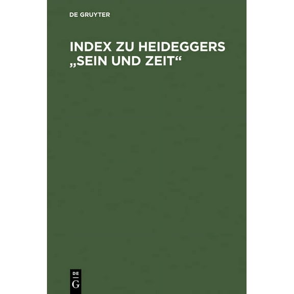 Index Zu Heideggers Sein Und Zeit, (Hardcover)