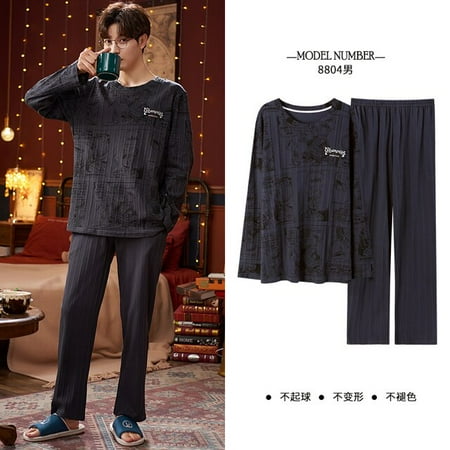 

QWZNDZGR Couple Knitted Cotton Cartoon Bear Pajamas for Women Casual Pyjama Long Sleeved Plaid Pants Sleepwear Sets Fashion Homewear 4XL