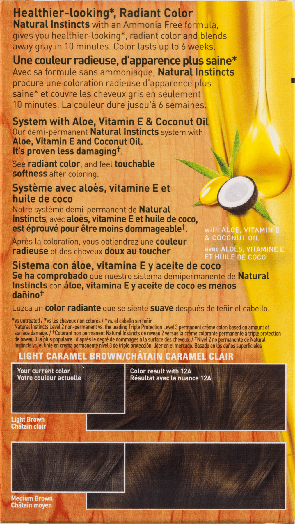 Clairol Natural Instincts Hair Color 12A Light Caramel Brown, 1 Kit