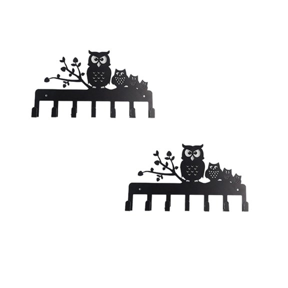 Clearance Household hooks under $10,Keys Holder For Wall Metal Vintage Owl Keys Hook Home Decor Key Hanger Decorative With 7 Hooks Black 2PC