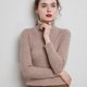 thumbnail image 1 of Suéter de mujer Otoño e Invierno Suéter de lana engrosado Cuello alto Jersey de barra de tiro Solapa corta Camisa de base de punto entallada, 1 of 6