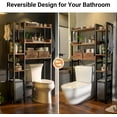 thumbnail image 6 of Over the Toilet Storage Upgraded version with 2 Drawers 7 Tier Bathroom Organizer with Adjustable Shelf Freestanding Space Saver above Toilet Stand with 4 Hooks Metal Bathroom Organizer, Rustic Brown, 6 of 8