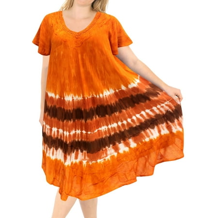 - Women's Vintage Rayon Floral Handmade Tie Dye Beachwear Casual Tank Dress Maxi
