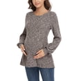 thumbnail image 5 of Ecavus Women's Maternity Sweater Bishop Sleeves Tunics Peplum Top Brown M, 5 of 6