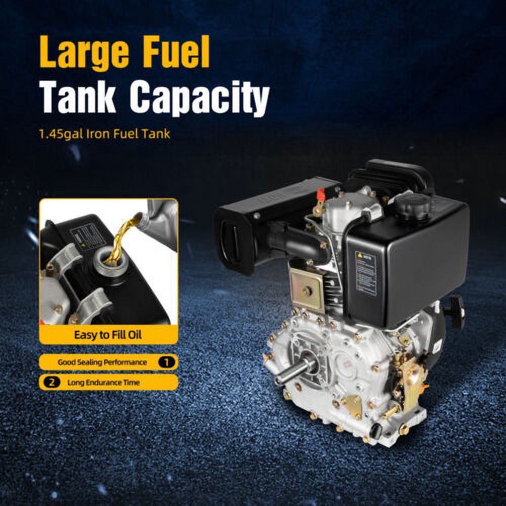10HP 4 Stroke Diesel Engine Heavy-Duty Single Cylinder 1" Shaft 418CC Air-Cooled
