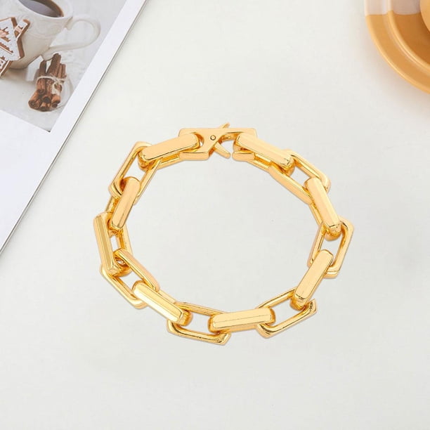 Classic Trendy Chunky Chain Link Industria pesada Cadena de metal para esposo dorado Colcomx Pulsera de cadena