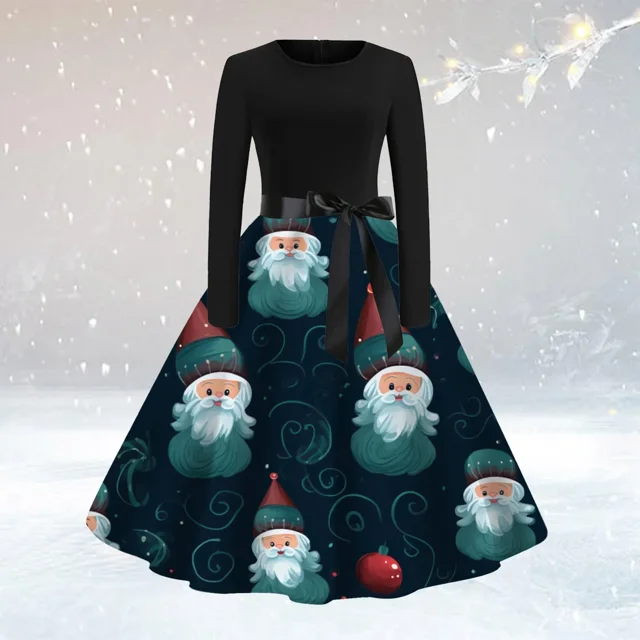 Disfraz de Cosplay de Navidad para mujer, vestido de princesa de manga larga, vestido de Festival Vintage, vestido Rockabilly, bata de fiesta
