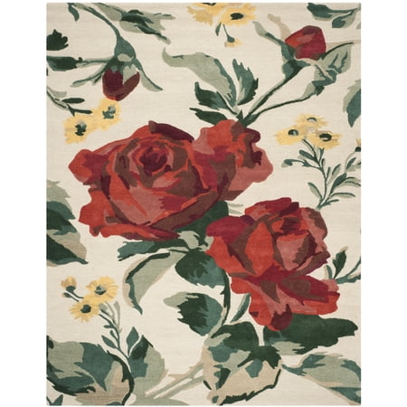SAFAVIEH Martha Stewart Rose Chintz Floral Wool Area Rug, Shortbread, 8' x 10'