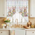 thumbnail image 4 of Easter Gnome Swag Valance Curtains Spring Gnome Eggs Floral Colorful Plaid Rod Pocket Swag Curtains Small Window Treatments for Kitchen Bathroom Bedroom 28" W x 36" L, 2 Panels, 4 of 9