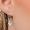 thumbnail image 3 of Gem Stone King 14K White Gold White Moissanite Leverback Dangle Earrings for Women | 2.00 Cttw | Gemstone Birthstone | Round 6.5MM, 3 of 7