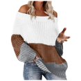 thumbnail image 1 of Wyzesi Red Sweaters for Women Trendy Womens Oversized Sweater Color Block Off The Shoulder Pullover Sweaters Knit Striped Tops, 1 of 5