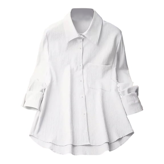Women'S Clothing, Women'S Tops, Trendy Women's Button Down Shirt Long Sleeve Stylish Casual Top with Lapel Design for Versatile Fashion