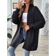 thumbnail image 4 of Women'S Fall Winter Solid Color Casual Oversized Long Sleeve Chunky Knit Cardigan Sweater Jacket Black One size, 4 of 8