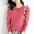 thumbnail image 2 of Duoif Sweaters for Women Trendy Light Sweaters for Women Long Sleeve Crew Neck Lightweight Soft Knitted Pullover Knitted Blouse Women's Sweaters Womens Tops Hot Pink M, 2 of 5