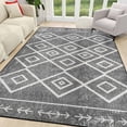 thumbnail image 5 of Washable 5x7 Area Rug, Boho Geometric Neutral Rug, Non Slip Soft Low Profile Indoor Rug, Light Distressed Floor Rug for Living Room, Bedroom, Dining Room & Office, 5 of 13