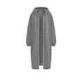 thumbnail image 4 of Perfectbot Women's Full Zip Maxi Length Hooded Sweatshirt Coat, Oversized Drop Shoulder Long Hoodie Duster Jacket, 4 of 7