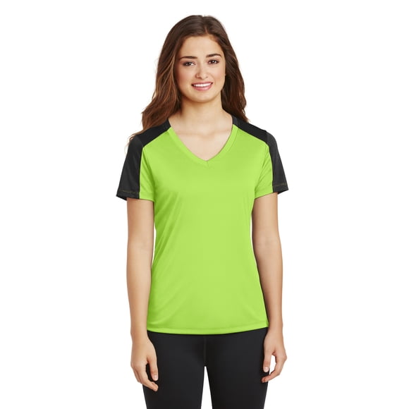 SPORT-TEK Camiseta con cuello en V y manga competidora para mujer F20 deporte-tek LST354
