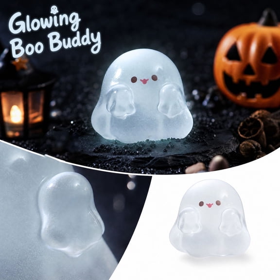 Halloween Mini Ghosts Figures, Luminous Small Little Resin Ghost Figurines to Hide Glow in The Dark Tiny Statue for Halloween Party Favors Dollhouse Decorations Toys
