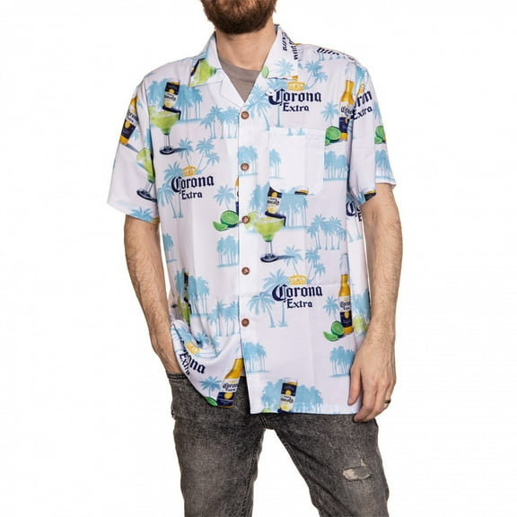 Corona Extra White Hawaiian Button Up Shirt-2XLarge