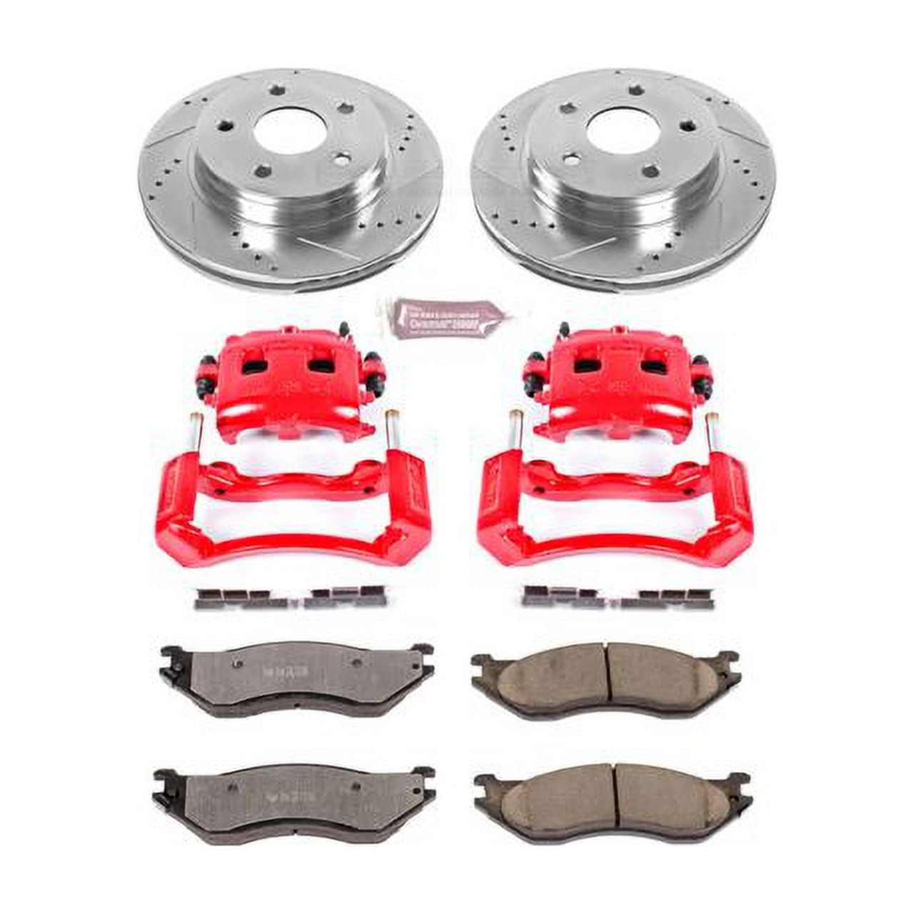 PowerStop Front Z36 Truck & Tow Brake Pad and Rotor Kit with Red Powder Coated Calipers Fits: DODGE Select Models KC2165-36