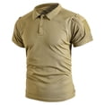 thumbnail image 4 of FRSASU Men's Polo Shirts Tactical Short Sleeve Golf Performance Shirts,Lightweight Dry Fit Shirts Khaki, 4 of 8