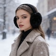 thumbnail image 3 of HaoXun Winter Fleece-Lined Foldable Faux Rabbit Fur Ear Muffs - Windproof Cold Weather Protection with Adjustable Headband for Outdoor Activities, 3 of 6