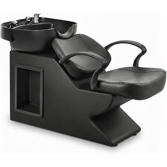 Shampoo Bowl And Chair Set For Salon, Backwash Barber Chair,Abs Plastic Shampoo Bowl Sink Unit W/Storage Box For Beauty Spa Barbershop