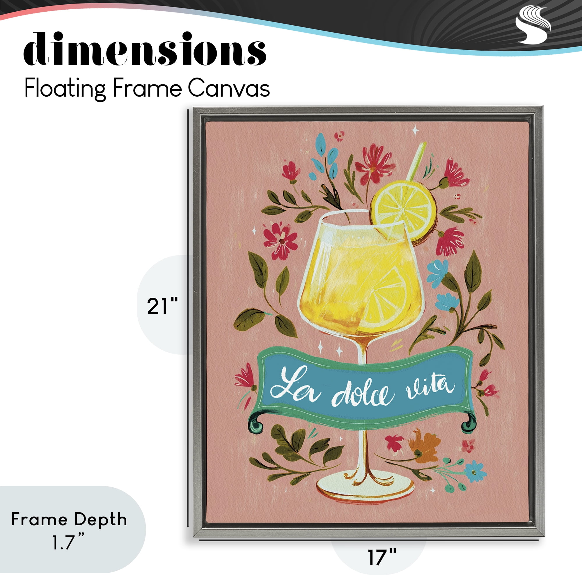 Stupell Industries Lemon Cocktail Sweet Life Gray Framed Floater Canvas Wall Art, design by Yen