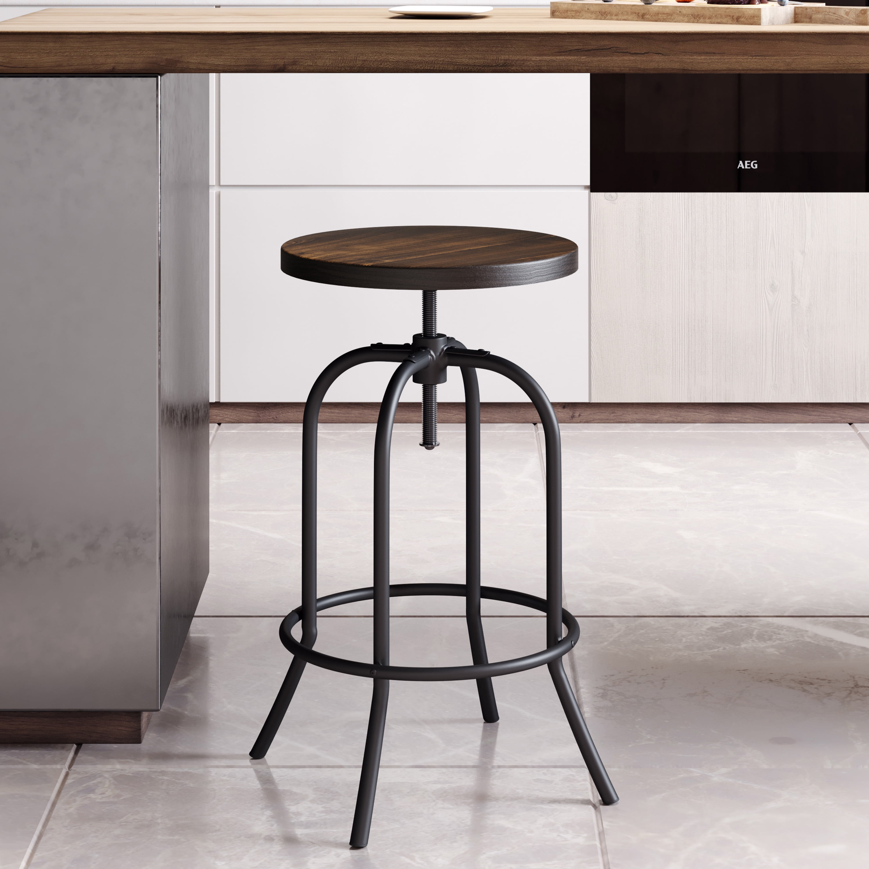 Lavish Home Set of 2 Swivel and Adjustable Bar Stools for Bar or Counter