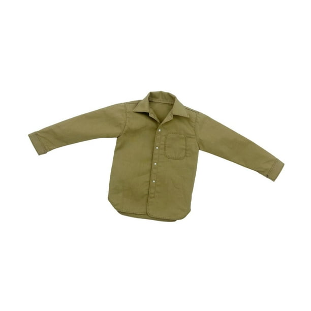 Vestido camisero informal para hombre a escala 1/6, figuras de tela resistentes al desgaste, accesorio de disfraz para figuras de acción masculinas de caqui