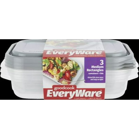 GoodCook EveryWare Rectangle 4 Cups Food Storage Container - 2 pack of 3 containers 