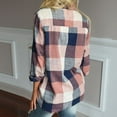 thumbnail image 3 of Tittly Button Down Shirts Womens Shirts Women Casual Matching Color Long Sleeve Button Loose Plaid Shirt Blouse Top Long Sleeve Shirts for Women Tshirts Shirts Womens Tops Orange L, 3 of 4