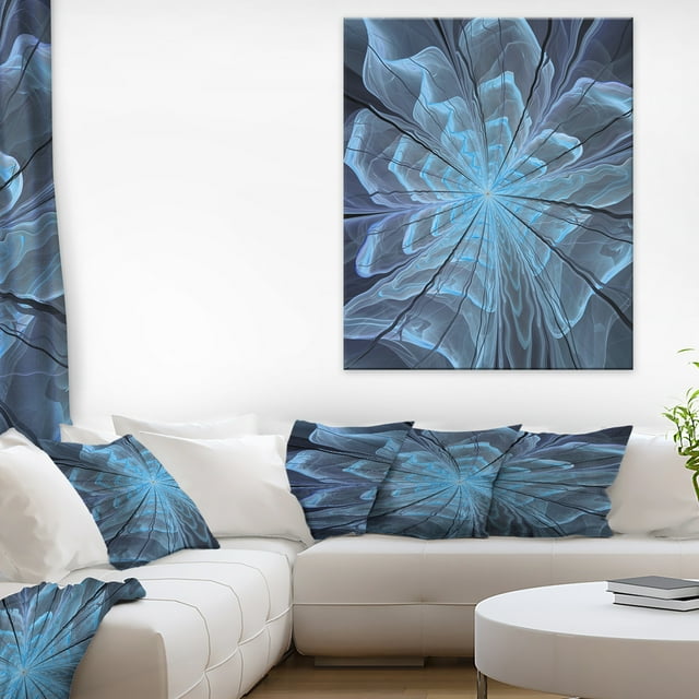 Soft Blue Fractal Flower with Large Petals - Floral Canvas Art Print