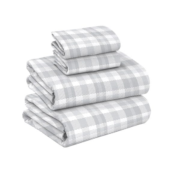 RUVANTI Flannel Sheets Twin Size - GOTS Certified 100% Organic Cotton, 3 Piece Warm, Soft & Breathable Set, Deep Pocket Snug Fit, Double Brushed Cozy All Season Bedding, Timeless Tartan