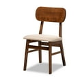 thumbnail image 3 of Baxton Studio Euclid Mid-Century Modern Sand Fabric Upholstered and Walnut Brown Finished Wood 5-Piece Dining Set, 3 of 9