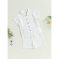 thumbnail image 3 of Bagilaanoe 2pcs Little Boy Short Pants Set Short Sleeve Shirt Tops + Shorts 4T 5T 6T 7T 8T Kids Casual Summer Outfits, 3 of 9
