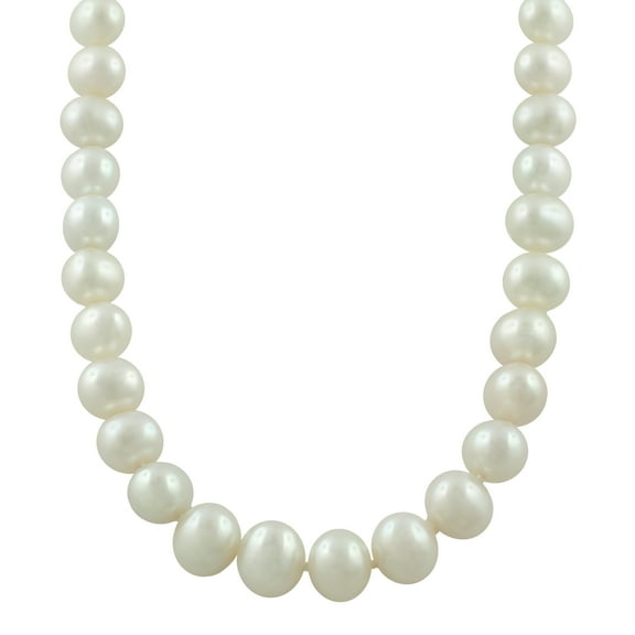 KoolJewelry Sterling Silver 7 mm White Cultured Freshwater Pearl Strand Necklace (18 inch)