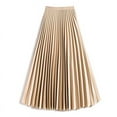 thumbnail image 5 of Elegant High-Waisted Satin Pleated Midi Skirt – Versatile Princess-Style Maxi Skirt with Flowy Accordion Pleats (XXS-4XL), 5 of 5