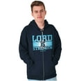 thumbnail image 5 of Christian Faith Lord is Strength Zip Up Hoodie Men's Women's Brisco Brands S, 5 of 6