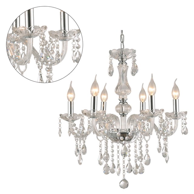 Lámpara de Techo de Cristal ANGGREK Lámpara Colgante Moderna de Lujo Color Claro 6 Brazos