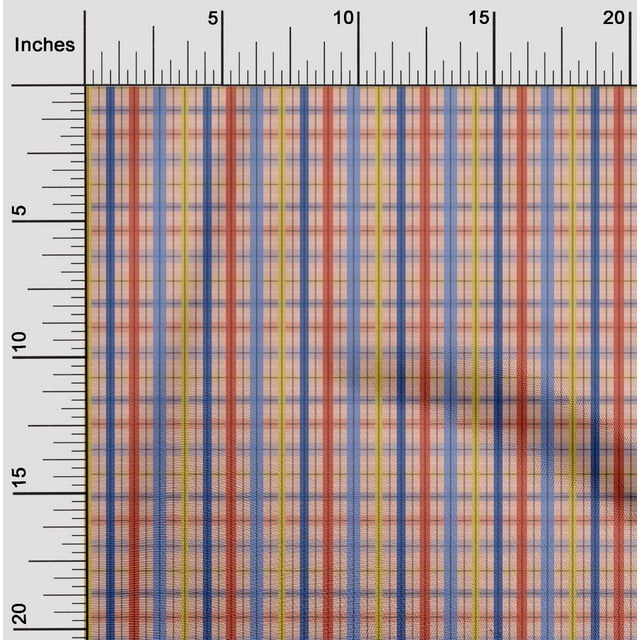 oneOone Cotton Cambric Fabric Madras Check Printed Craft Fabric BTY 56 Inch Wide