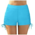 thumbnail image 1 of Riforla Swim Shorts for Women Plus Size High Waist Ruched Full Coverage Beach Shorts with Drawstring for Sports Bathing Suit Bottoms for Women Light Blue M, 1 of 7
