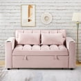 thumbnail image 2 of Onbeam Futon Sofa Bed 58" 4-1 Sleeper Sofa Couch Multi-Functional Loveseat Sleeper Sofa with Pull Out Bed,Cup Holder,USB Port for Living Room- Pink, 2 of 9