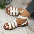 thumbnail image 5 of Viluyesy Women's Gladiator Sandals, Adjustable Buckle Open Toe Wide Width Spring Summer Fashion Flat Shoes White, 5 of 8