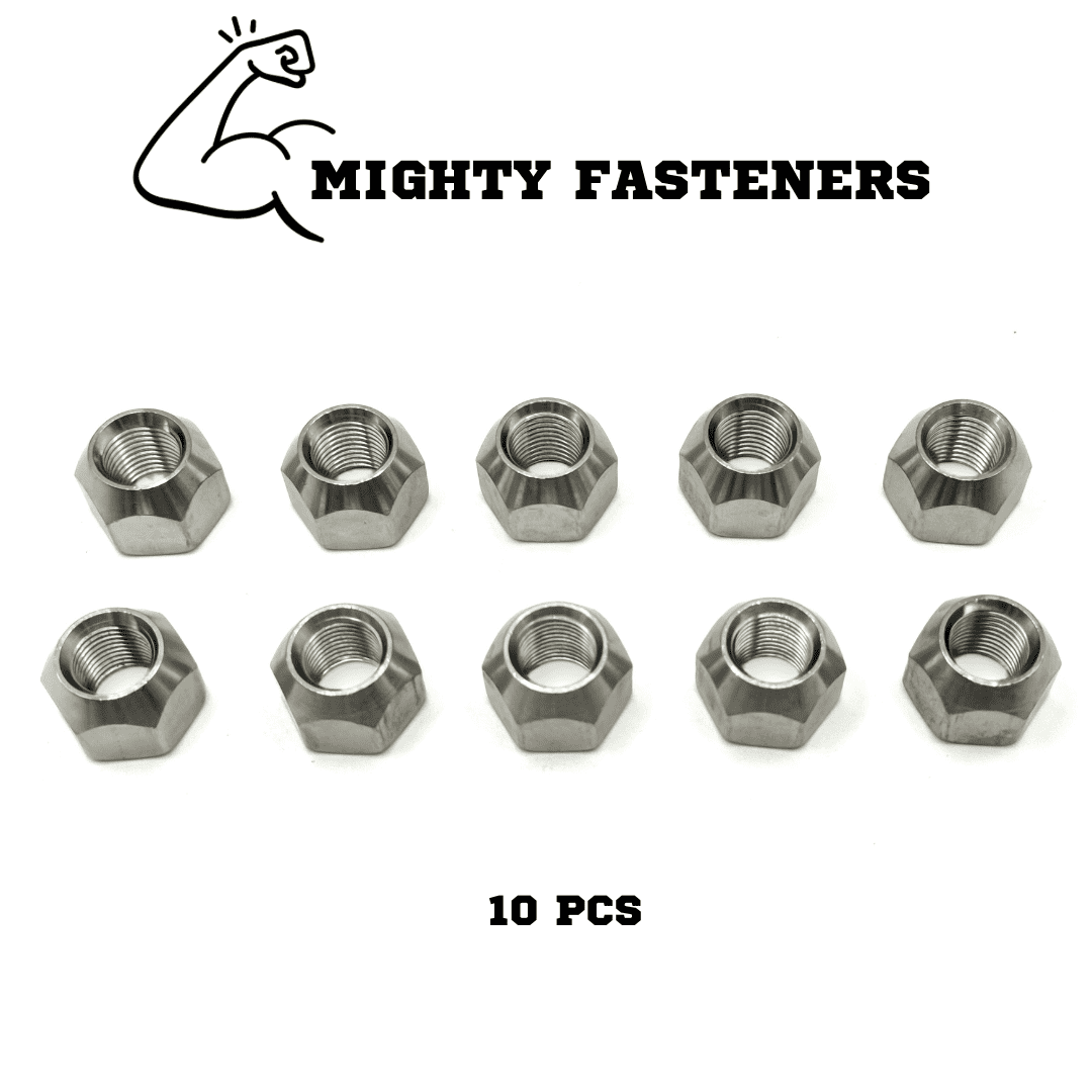 MIGHTY FASTENERS 304 Stainless Steel Open Cone Wheel Nuts, 1/2"-20 Thread, Ideal for Trailers and RVs, Corrosion Resistant, 10-Pack