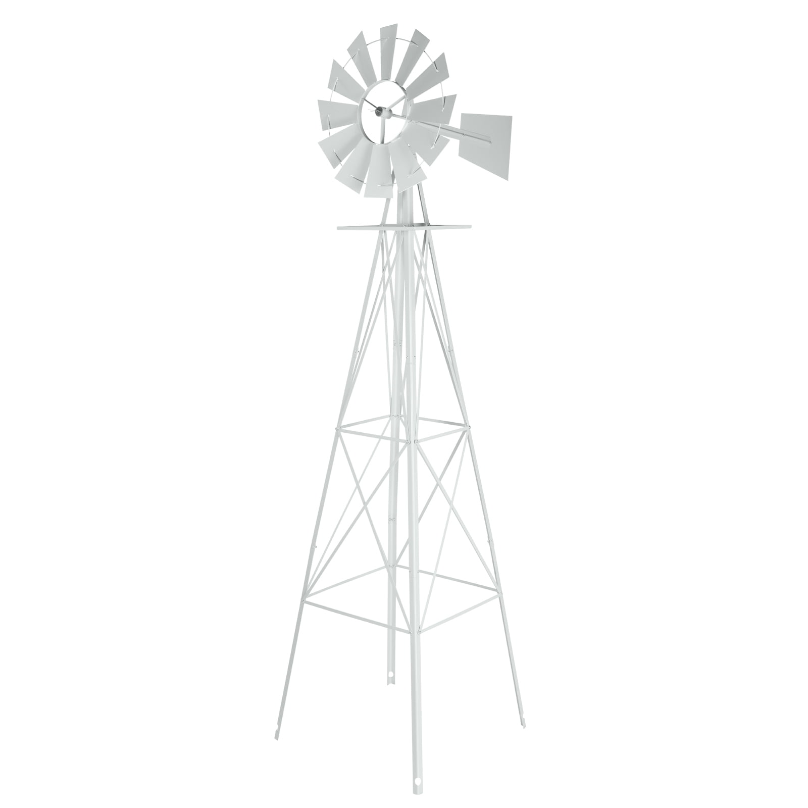 8FT Weather Resistant Yard Garden Windmill Weather Resistant, Ball Bearing for Quiet Operation, for Lawn,Garden, White