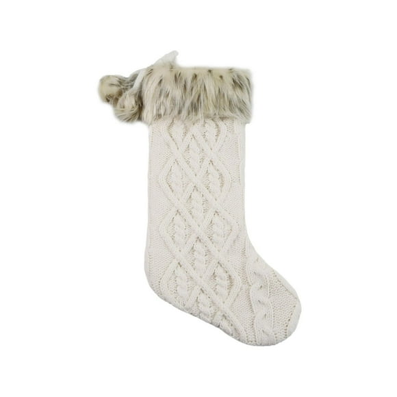 Bas en tricot fra Island che Christmas Cream, 21 pouces