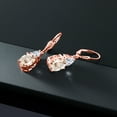 thumbnail image 4 of Gem Stone King 18K Rose Gold Plated Silver Peach Morganite and White Moissanite Dangle Earrings for Women (4.94 Cttw, Gemstone October Birthstone, Oval 10X8MM, Trillion 5MM), 4 of 4