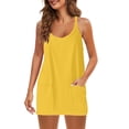 thumbnail image 2 of TOWED22 Womens Tennis Dress Workout Mini Dress with Shorts Sleeveless Spaghetti Straps Golf Athletic Workout Dresses(Yellow,XXL), 2 of 7
